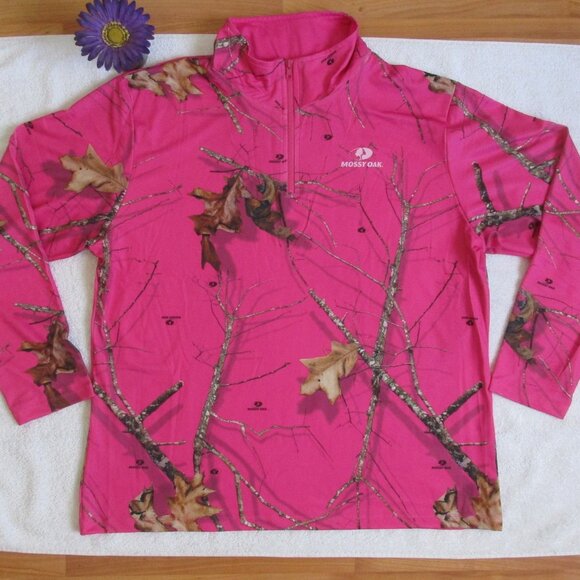 New MOSSY OAK Top Size 2XL Pink Camo Pullover 1/4 Zip - Picture 5 of 8